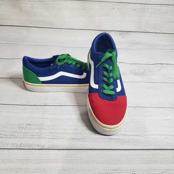 Vans Red Blue Green Yellow Shoes Vans Old Skool Yacht Club Blue